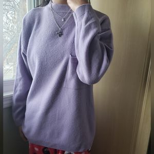 Mockneck lambswool sweater in lavender front pocket